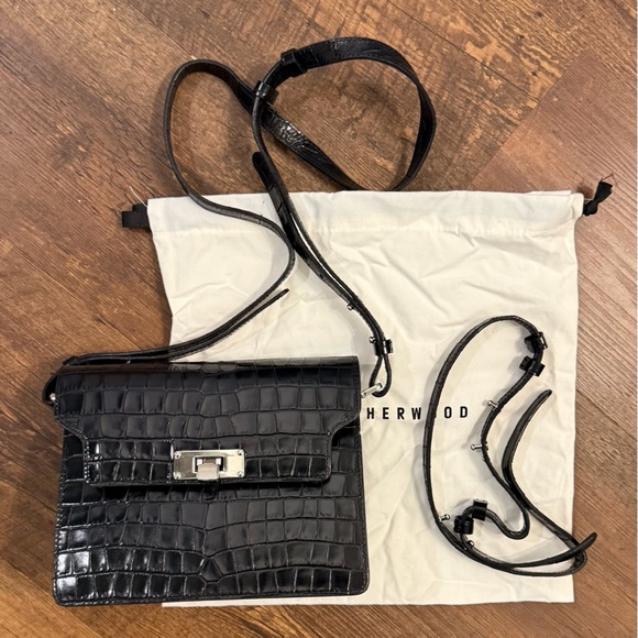 Margesherwood Leather Croc-Embossed Bag in Black - Picture 8 of 12